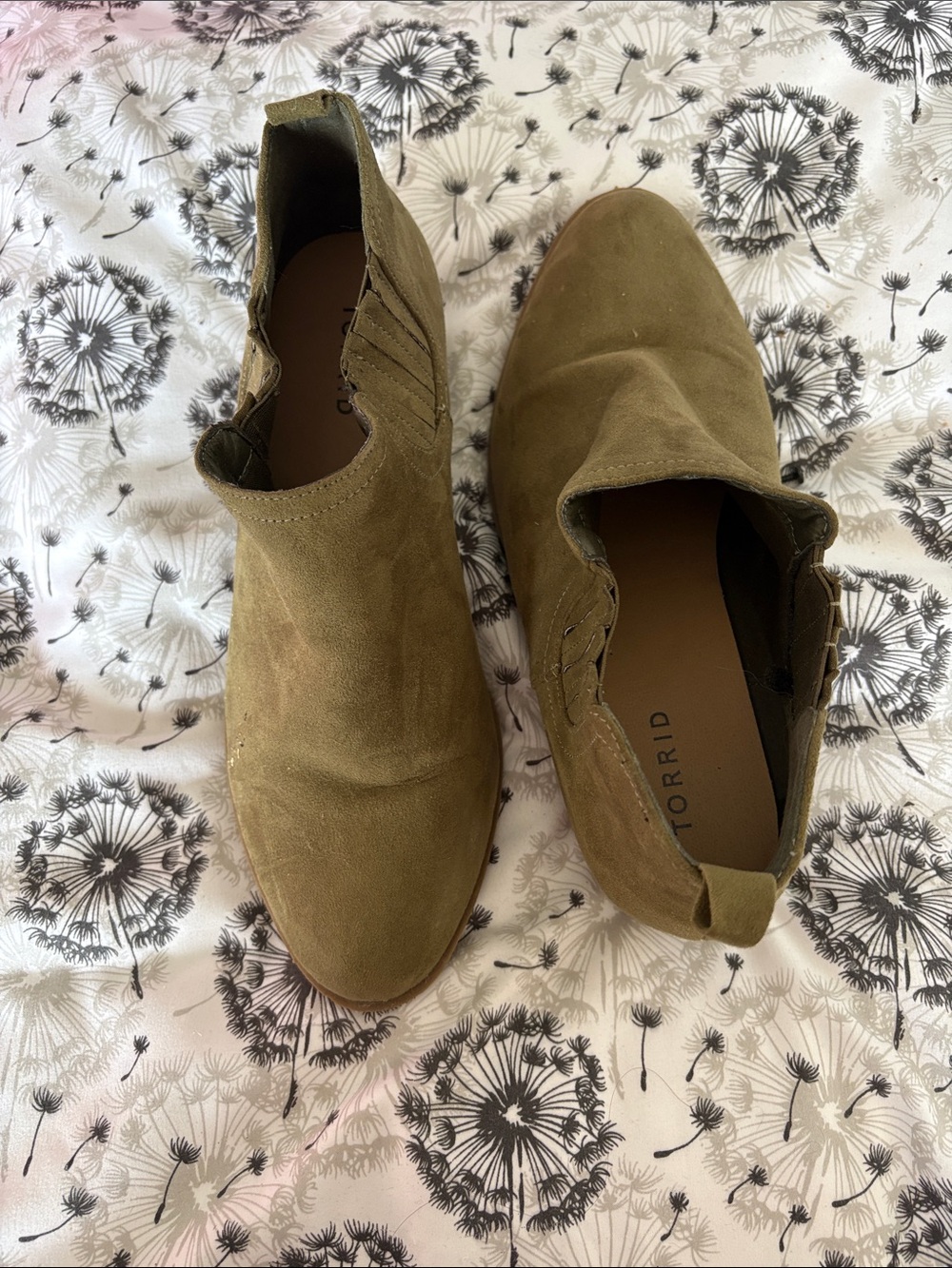 Torrid Olive Green Suede Ankle Booties